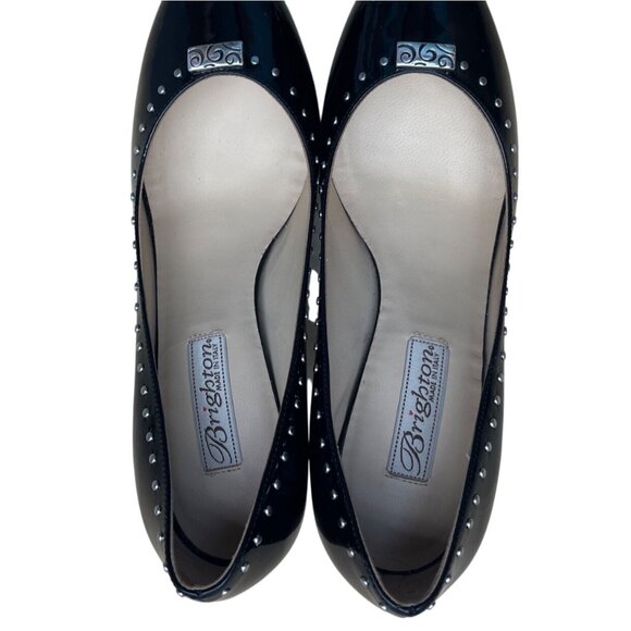 Brighton Womens Black Patent Leather Studded Pointed Toe Heels Size 8M - Picture 5 of 9